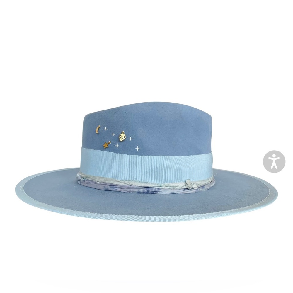 Teressa Foglia New Coastal Sea Felt Hat blue flat 100x Nick Fouquet 58 7 1/4 - Picture 4 of 12